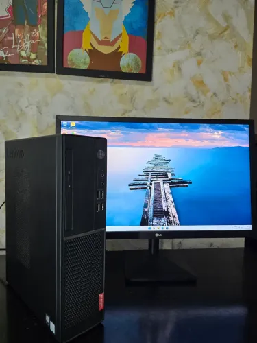 DESKTOP PC LENOVO I3-7TH 8GB 256GB SSD + MONITOR LG 24P IPS FULL HD TUDO OK