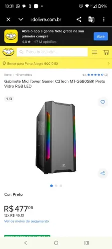 Gabinete Gammer RGB C3 Mid Tower