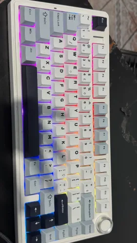 Teclado Mecânico AULA F75 Wireless RGB Hot Swap - Branco | Bluetooth, 2.4G e USB