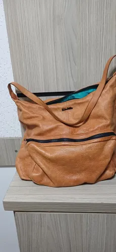 Bolsa de ombro couro caramel grande