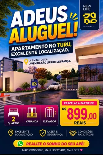 Apartamento no Turu com Varanda e Elevador - New Life