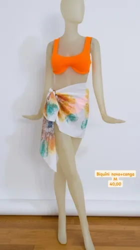 Biquíni e canga orange TAM m