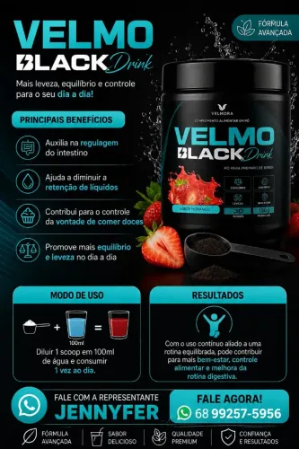 Velmo Black Drink: Seu aliado para uma rotina mais leve!