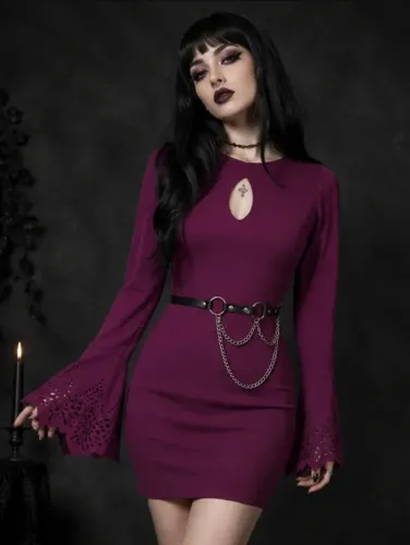 vestido manga longa flare - leia a descrição - goth gotico dark aesthetic