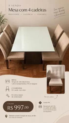 Vende-se mesa com 4 cadeiras