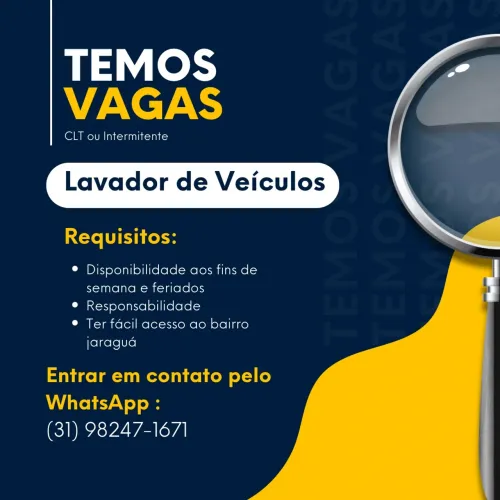 Vaga de Emprego Lavador de Veículos 