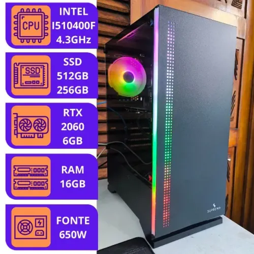 PC Gamer Intel i5 10400F + RTX 2060 6GB + 16GB RAM + SSD 768GB + Monitor AOC 24