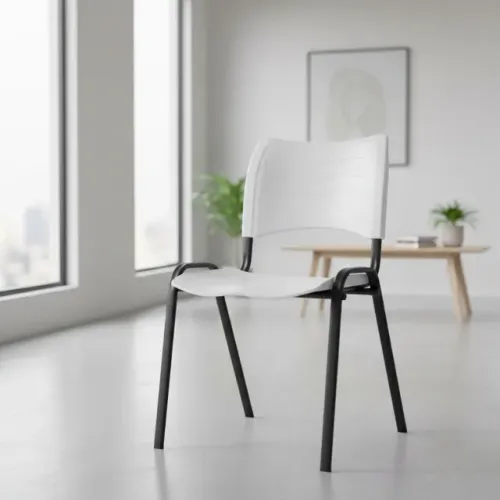 Cadeira Fixa Plástica 4 Pés Branco Aço Reforçado Conforto e Durabilidade Garantida 31236