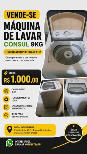 VENDE-SE - MÁQUINA DE LAVAR CONSUL 9KG
