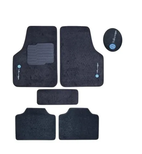 Jogo Tapete universal vw volkswagen Preto com Logo caperte 5 pcs