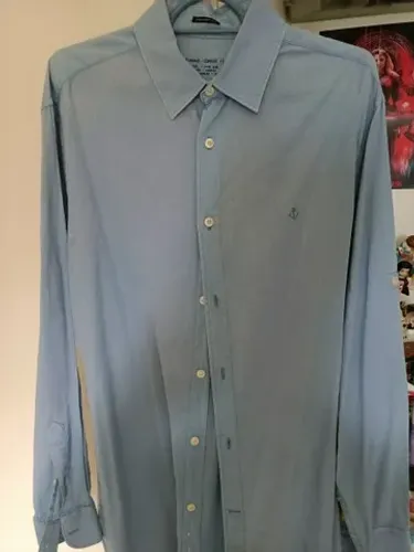 Camisa Social Marfino Azul Comfort Fit - P