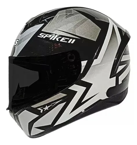 Capacete Peels Spike II 1st Preto Prata Brilhante