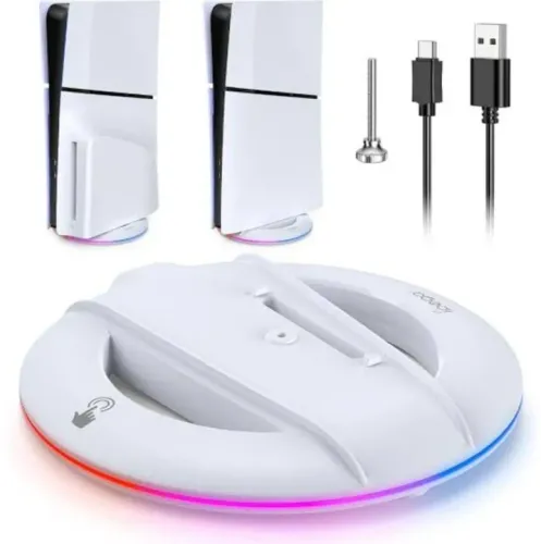Suporte vertical RGB para console PS5 Slim, disco e digital com 14 Tons NEON