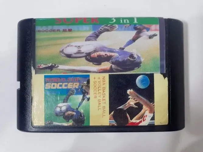Cartucho Mega drive Super 3 em 1 - NBA, Volley e Soccer