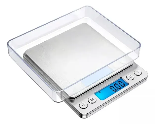 Mini Balança Digital De Alta Precisão 0,01g a 2kg com 2 Bandejas