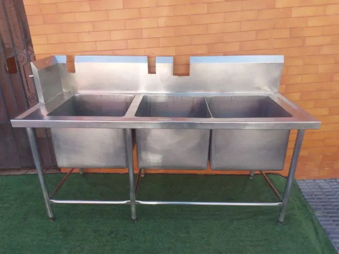 Pia industrial inox 304 3 cubas