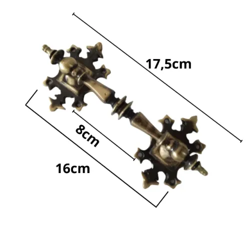 Puxador grande e Robusto em bronze ideal Moveis Antigo Baú Armário - 290g