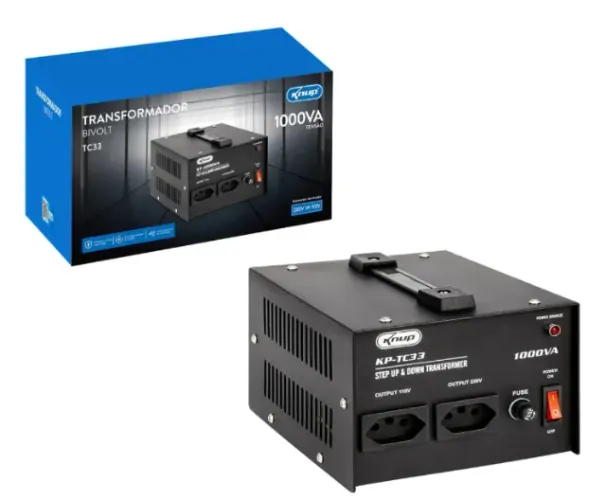 Transformador de Voltagem 1000Va Knup KP-TC33 Bivolt de Entrada x Saida 