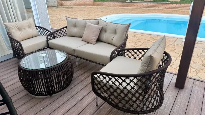 Conjunto Sofá e Poltronas Área Externa Luxo