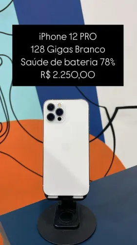 iPhone 12 PRO branco 128 Gigas / Saude de bateria 78% / Loja fisica