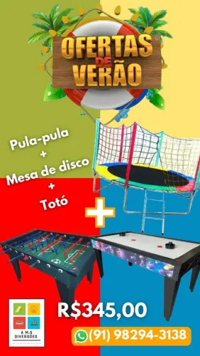 Oferta de Verão: Pula-pula + Mesa de Disco + Totó!