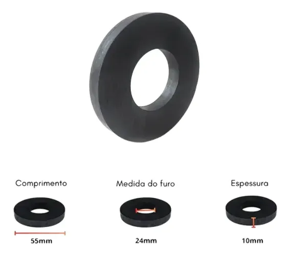 5 Imãs Magnético Potente Ferrite 55 X 24 X 10mm Corneta Driver