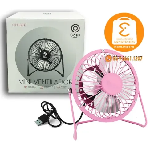 Mini Ventilador de Mesa Portátil com Cabo Usb OIH-6107