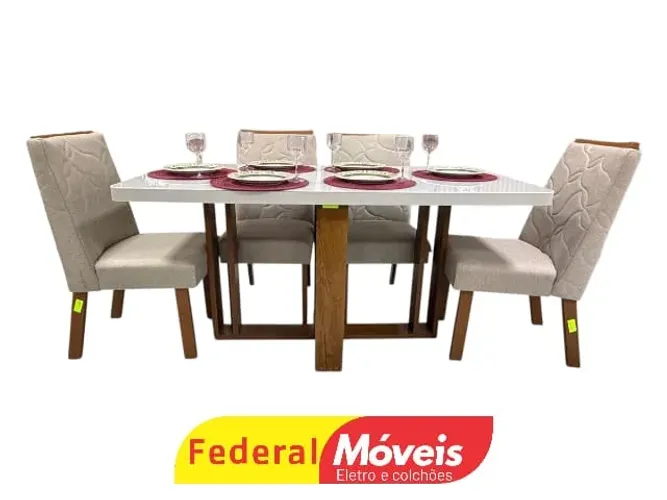 Mesa de Jantar 1,80x90cm c/ 6 Cadeiras - Oferta Exclusiva