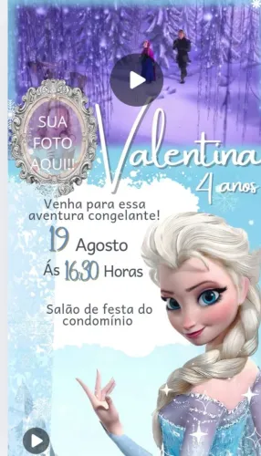 CONVITE INTERATIVO COM VÍDEO Frozen 