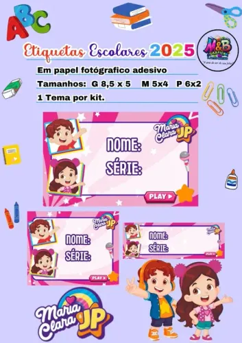Etiquetas escolares Maria Clara & JP - Personalizadas