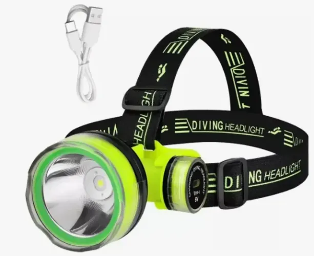 Lanterna Led de Cabeça Recarregável Luatek LT-XH06 de 30m Prova Dágua para Mergulho