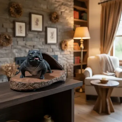Cachorro miniatura Peça de decoração "O cachorro e a pantufa" Peça Exclusiva