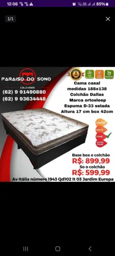 Cama Box Casal Dallas Ortosleep - R$ 899,99