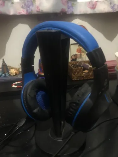Headfone Azul com Fio + suporte 
