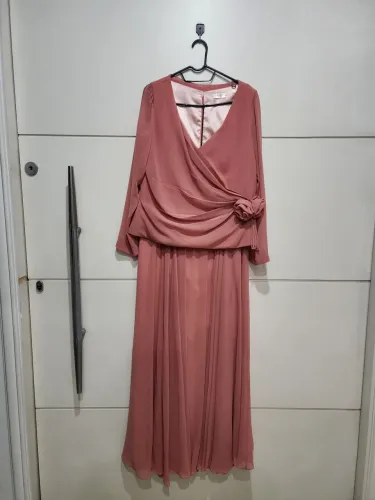 Conjunto Saia longa e Blusa Vestido  elegante rose seda Tam. 44