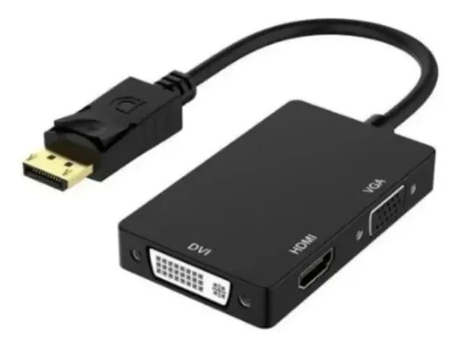 Cabo 3 Em 1 Conversor Displayport Para Hdmi Vga Dvi