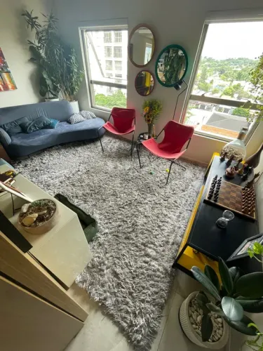 Tapete Peludo Cinza para Sala