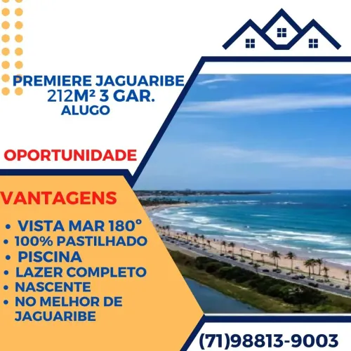 Premiere Jaguaribe 212 M², Vista mar 4 Suítes dazur, hemisphere, le parc Oportunidade.