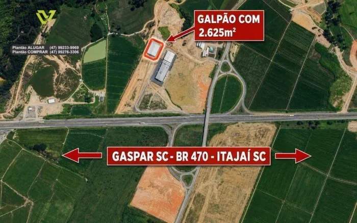 Galpão para alugar, 2625 m² por R$ 59.990/mês - BR 470 Margem Esquerda- Ilhota/SC