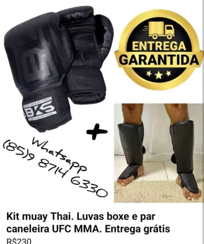 Kit par luvas boxe e caneleira protetor UFC MMA muay Thai. Entrega grátis 