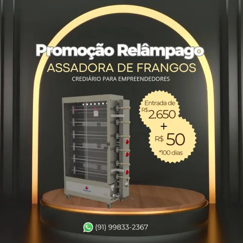Máquina de Assar Frangos (30 Frangos) Crediário para Empreendedores