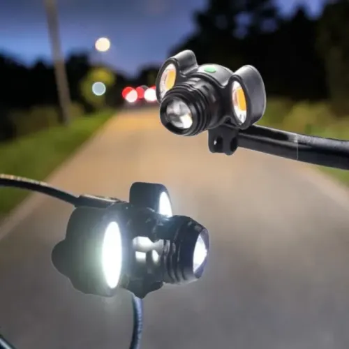 Lanterna Bike LED com Zoom - Recarregável e Portátil