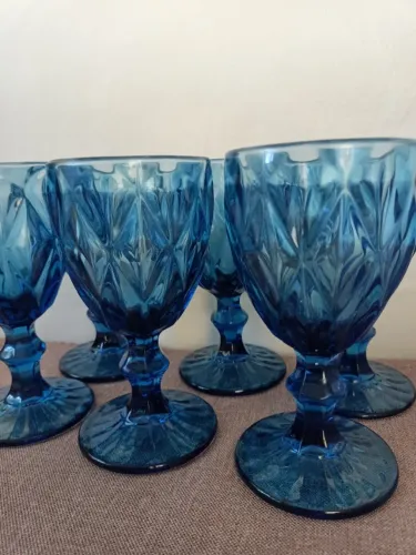 6 Taças de água azul 330ml
