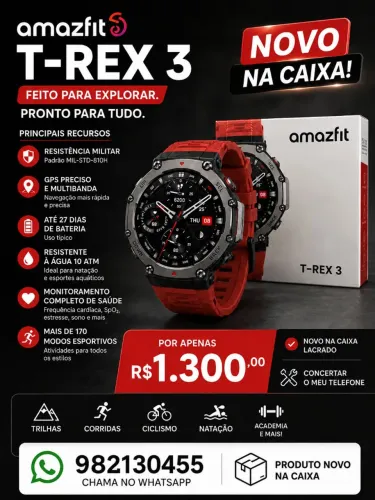 Amazfit T-Rex 3 48mm GPS Ultra Resistente - Novo 