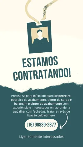 Oportunidade de Emprego: Construção Civil - Pedreiro e Pintor