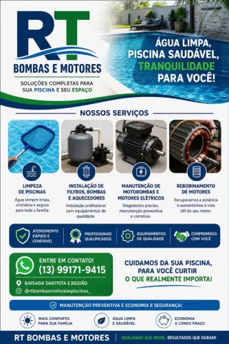 Instalação hidráulica, manutenção de bombas e motores..