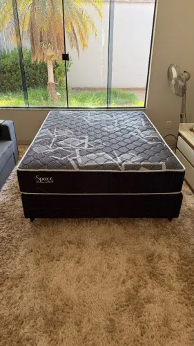 Conjunto Cama Box e Colchão Sol Space Pocket - Casal (1.38 x 1.88) - Excelente Estado