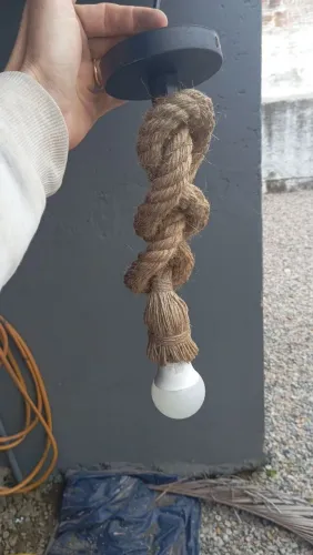 Luminária corda sisal