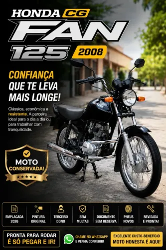 CG Fan 125 ano 2008 Preta - Só pegar e rodar. Conservada e de procedência