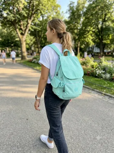 Mochila Kipling linda espaçosa, lona , cor azul